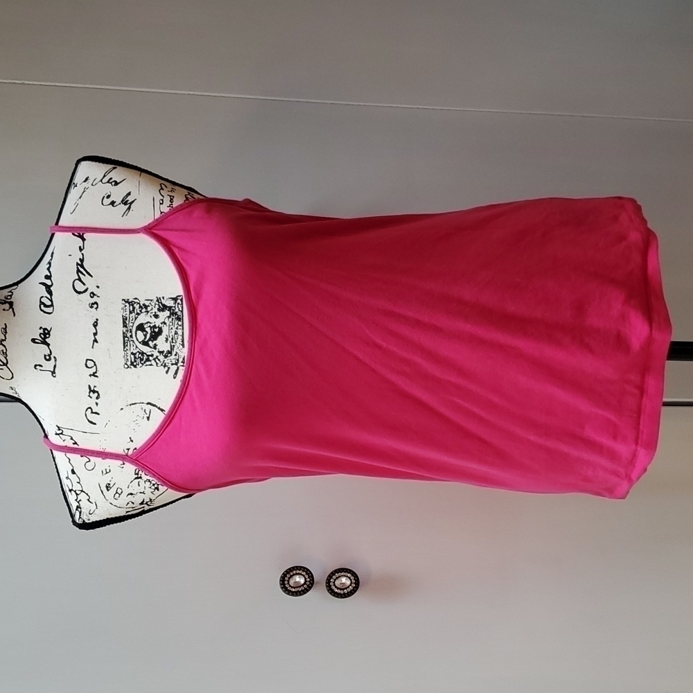 Womens Bright Pink Lightweight Soft Camisole Top Layering Piece Sz.Large